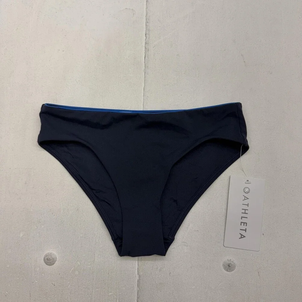 Athleta Swim Bottom Womens XS Blue Hipster Full Tipped Lined Stretch UPF 40+